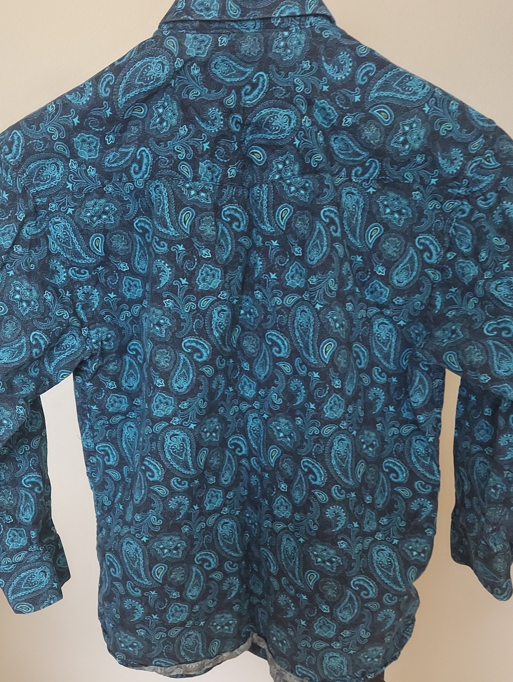 Panhandle Boy's Teal Black Paisley Western Long Sleeve Pearl Snap Shirt Sz M/10 - Picture 8 of 9